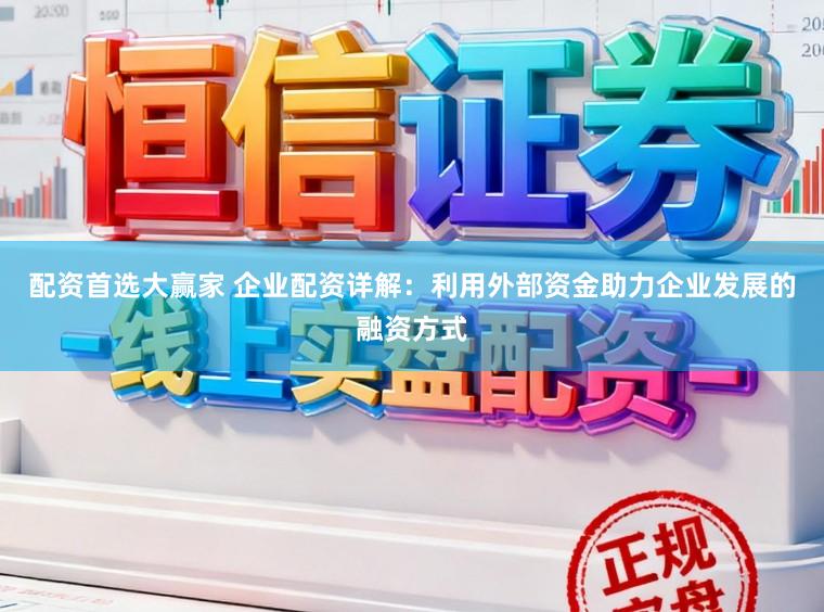 配资首选大赢家 企业配资详解：利用外部资金助力企业发展的融资方式